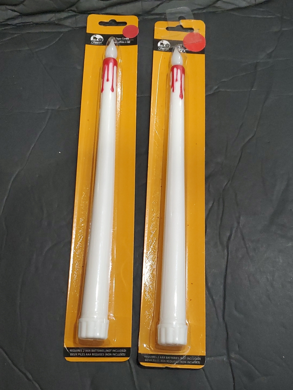 2 pack white faux red blood dripping weeping LED candles brand new